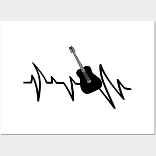 heartbeat line guitar Posters and Art